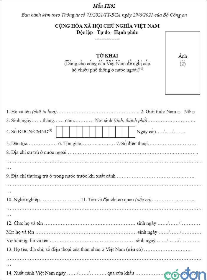 to khai de nghi cap ho chieu pho thong kem cach ghi 3