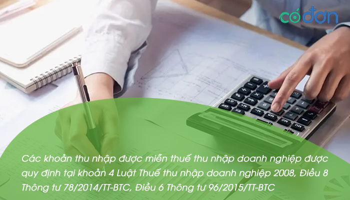 nhung khoan thu duoc mien thue thu nhap doanh nghiep 2