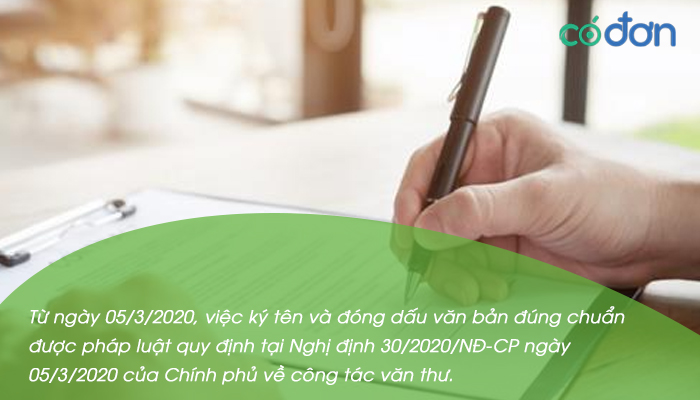 cach ky ten dong dau dung luat vao van ban theo nd 30 2020 nd cp 2