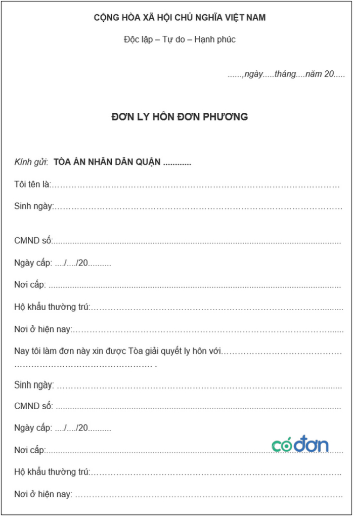 mua don xin ly hon o dau co duoc viet tay don xin ly hon khong 2