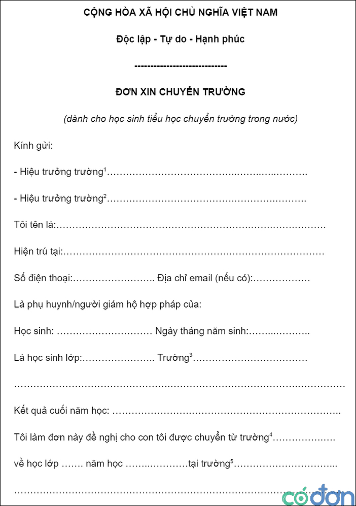 thu tuc chuyen truong cho hoc sinh tieu hoc theo quy dinh moi 3