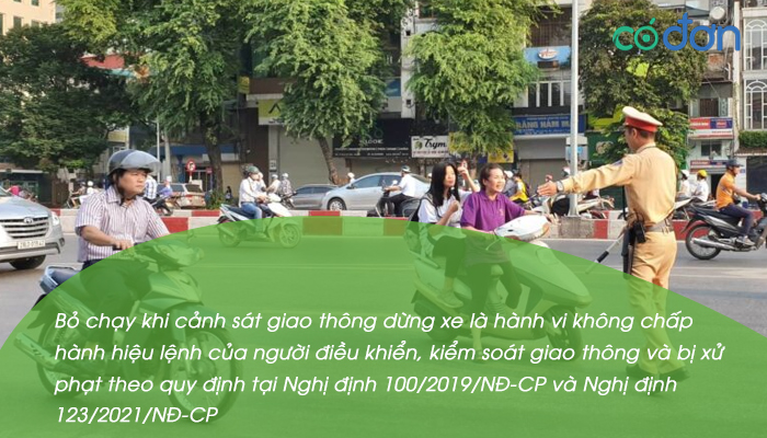 muc phat voi hanh vi bo chay khi canh sat giao thong dung xe 2