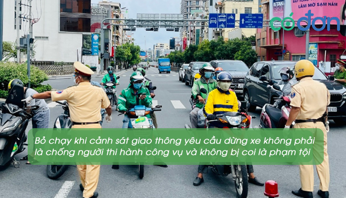muc phat voi hanh vi bo chay khi canh sat giao thong dung xe 3